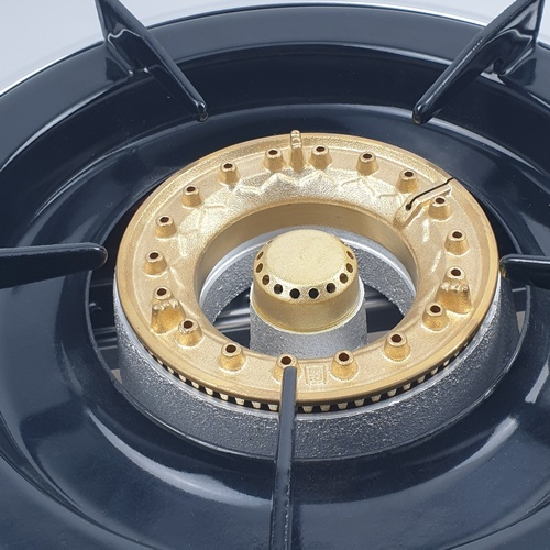 LUCKY FLAME เตาแก๊ส 2 หัวเตาทองเหลือง แบบตั้งโต๊ะ AT-102 สีขาว