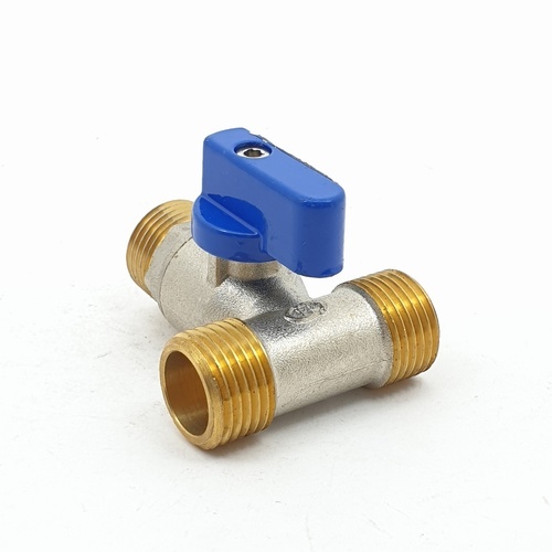 PP มินิบอลวาล์วสามทาง ทองเหลือง ผผผ. 1/2  รุ่น 30017