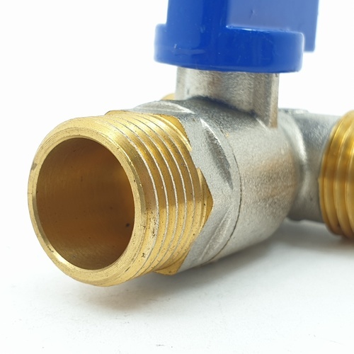 PP มินิบอลวาล์วสามทาง ทองเหลือง ผผผ. 1/2  รุ่น 30017