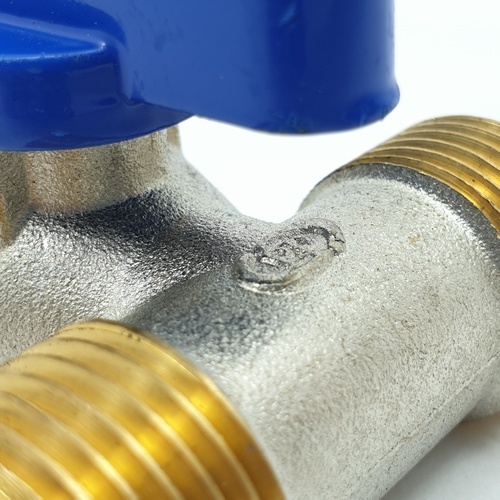 PP มินิบอลวาล์วสามทาง ทองเหลือง ผผผ. 1/2  รุ่น 30017