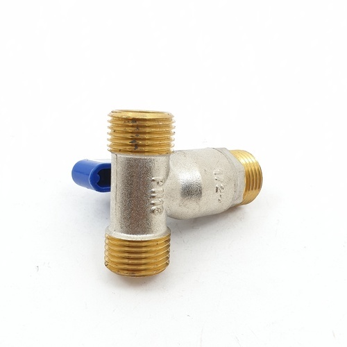 PP มินิบอลวาล์วสามทาง ทองเหลือง ผผผ. 1/2  รุ่น 30017