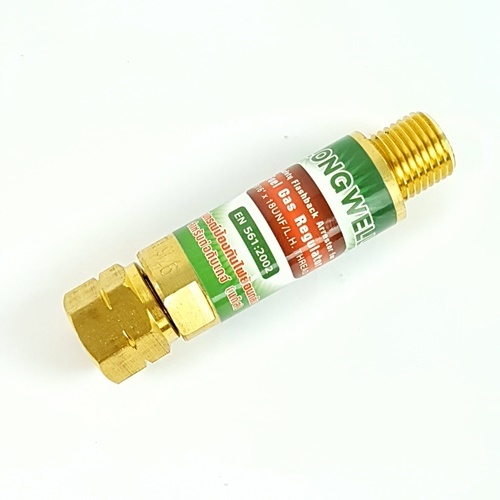 Longwell ข้อต่อกันไฟย้อน ด้านเกจ์แก๊ส สีแดง