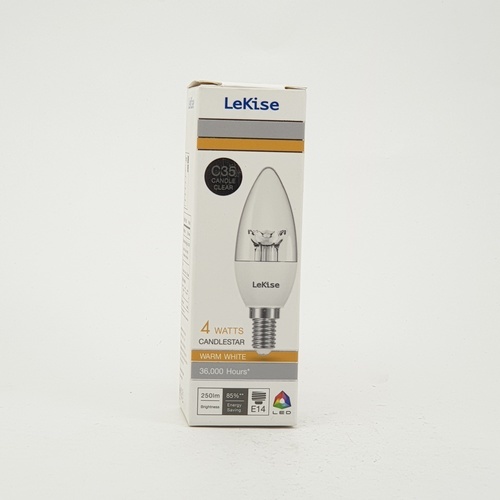 អំពូលភ្លើង LED Candle Light E14 4W.WW ថ្លា LEKISE