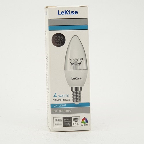 អំពូលភ្លើង LED Candle Light E14 4W.DL ថ្លា LEKISE