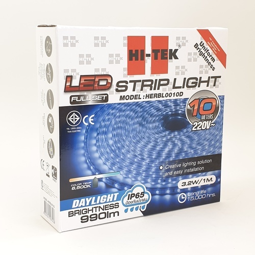 HI-TEK ชุดไฟเส้นแอลอีดีริบบิ้น ยาว 10m รุ่น HERBL0010D แสงเดย์ไลท์