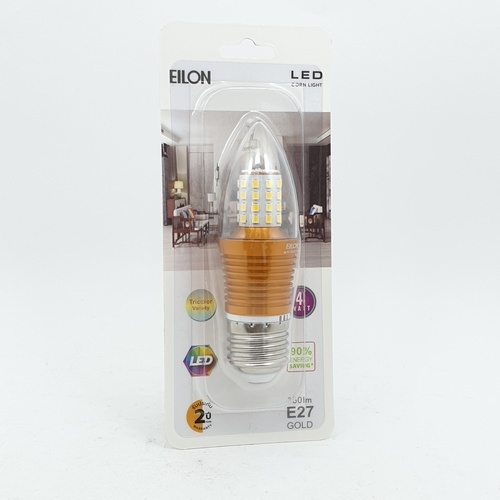 EILON หลอดไฟ LED 4W ปรับได้ 3 แสง ขั้ว E27 Gold ทรงจำปา