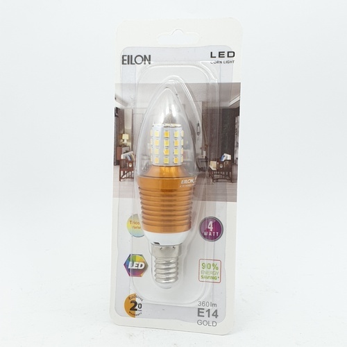 EILON หลอดไฟ LED 4W ปรับได้ 3 แสง ขั้ว E14 Gold ทรงจำปา
