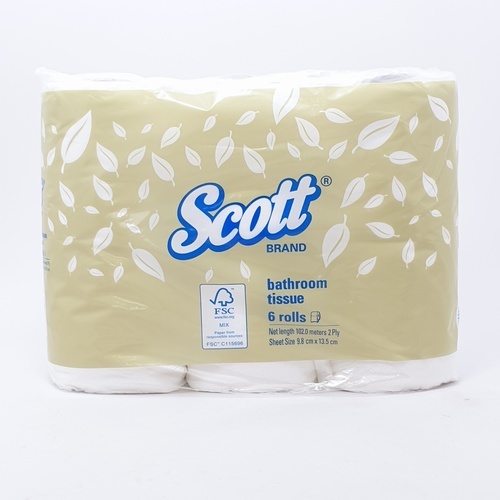 ក្រដាសអនាម័យដុំតូច Scott 2 ជាន់ 9.6cmx17.6m (6/ដុំ)