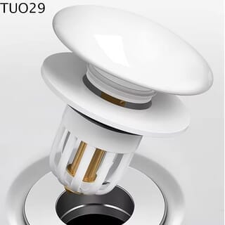 Verno สะดืออ่างล้างหน้าแบบกดหัวเซรามิค ถอดสวมได้ รุ่น ZJ1 ขนาด 6.5x6.5x6.5 ซม. สีขาว