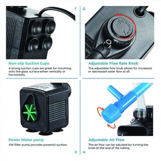 BOYU ปั๊มน้ำพร้อมกรองตู้ปลา รุ่นWF-400 ขนาด78W Qmax400L/H สีดำน้ำเงิน