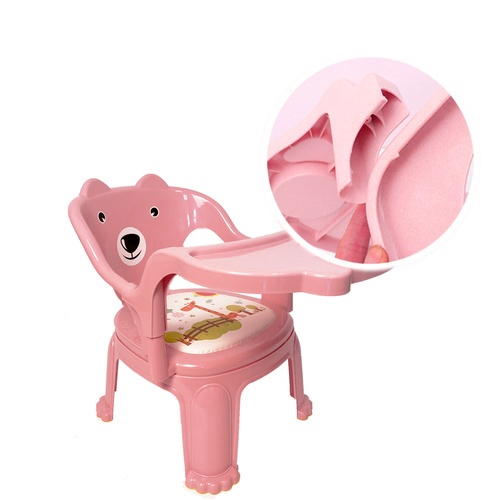 NINO WORLD เก้าอี้กินข้าวเด็กสำหรับเด็ก 9257
 หมีน้อย ขนาด 49×38×40CM 
สีชมพู