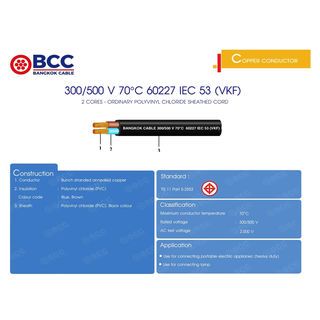 BCC สายไฟ VKF 2x1 ตร.มม. 100 m. สีเทา