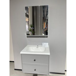 Verno ชุดเคาน์เตอร์อ่างล้างหน้าอะลูมิเนียม พร้อมตู้กระจก 60x47x48 cm. รุ่น คาร่า 6603-60 สีเทา (½)