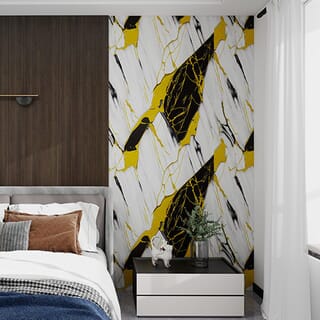 GREAT WOOD บอร์ด SPC ลายหินอ่อนเคลือบ UV รุ่นJF122025-UV-LJ80003T Size122x244x0.25cm. ลายดำริ้วทอง