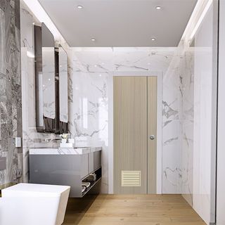  WELLINGTAN ประตู uPVC Profile เซาะร่องเส้นดำ เกล็ดล่าง WM 2-GL 70x200 ซม. Tan Maple (เจาะ)