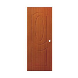 WELLINGTAN ประตูยูพีวีซี บานทึบลูกฟัก REVO LWNR004 80x200ซม. ORANGE TEAK (เจาะรูลูกบิด)