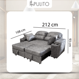 PULITO โซฟาเข้ามุม พร้อมที่เก็บของ รุ่น โรมิโอ ขนาด 212X108X93 ซม. พร้อมหมอนอิง สีเทา