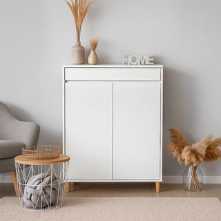 DELICATO ตู้รองเท้า รุ่นออสโล ขนาด 80x39.4x105 ซม. สีขาว