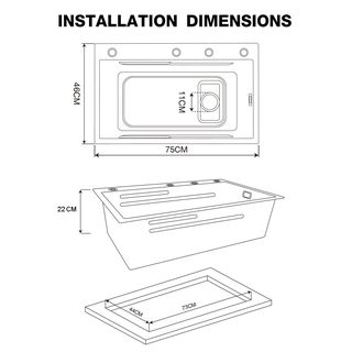 KOCH KITCHEN อ่างล้างจาน 1 หลุมไม่มีที่พัก SS304 75x46x22 ซม. MATINA สีเงิน