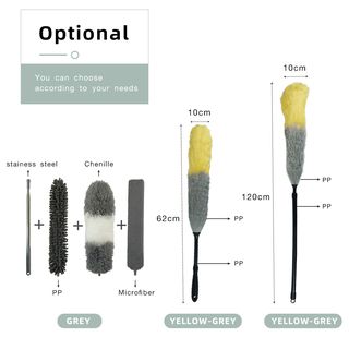 ICLEAN ไม้ปั่ดฝุ่นพลาสติกปรับระดับได้ รุ่น DSU149 ขนาด10x10x120 ซม. สีเหลือง-เทา