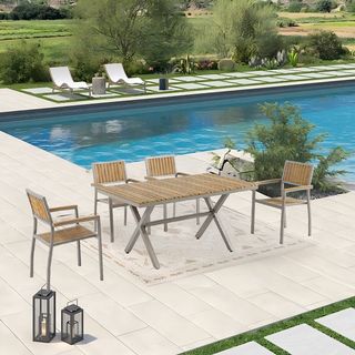 (1/2)SUMMER SETชุดโต๊ะสนาม 4 ที่นั่ง รุ่น Sander ขนาด โต๊ะ: 90x150x75 ซม. เก้าอี้ : 54.5x62.5x80ซม. สีน้ำตาล