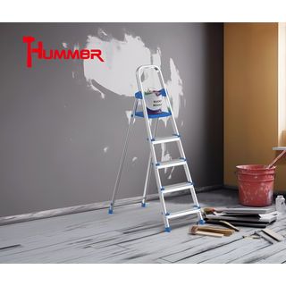 HUMMERบันไดอะลูมิเนียมพร้อมมือจับ 5ขั้น รุ่น GB4028-5 (รับน้ำหนักได้สูงสุด 150กก.)