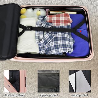 WETZLARS กระเป๋าเดินทาง ขนาด 28 นิ้ว พร้อมช่องใส่ของด้านหน้า รุ่น Blossom-01 ขนาด 29x51x70 ซม. สีชมพูทะเล