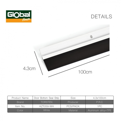 TORSTEN เส้นกันแมลงอะลูมิเนียม แถบยาง รุ่นKZT059-WH 100ซม. สีขาว