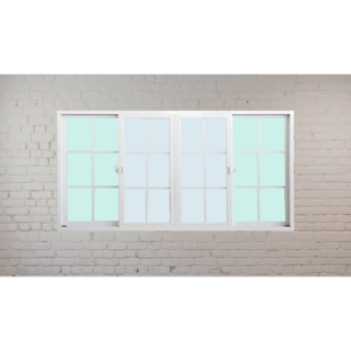 WELLINGTAN หน้าต่างอะลูมิเนียมลายกริด บานเลื่อน FSSF G-WGW2411 240x110ซม. สีขาว พร้อมมุ้ง