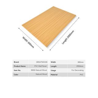 GREAT WOOD แผ่นตกแต่งผนังและฝ้า PVC รุ่น3008 ขนาด 30x290x0.8ซม.สีNatural wood