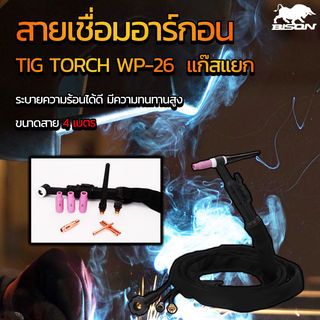 BISON สายเชื่อมTIG แก๊สแยก รุ่นTIG TORCH WP-26 ขนาด4เมตร