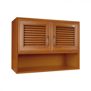 WT ตู้ลอย+ชั้นวางของ ไม้สัก WT-777 สีสัก