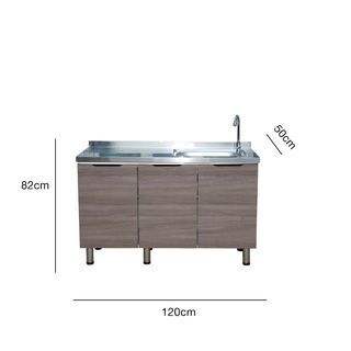 CLOSE ตู้ซิ้งค์หน้าบานกระจก 50×120×82ซม. MONSTERA S-120 สีไม้ธรรมชาติ