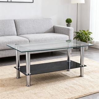 (1/2)DELICATO โต๊ะกลางหน้ากระจก รุ่น Oriel ขนาด60x100x43 ซม. สีดำ