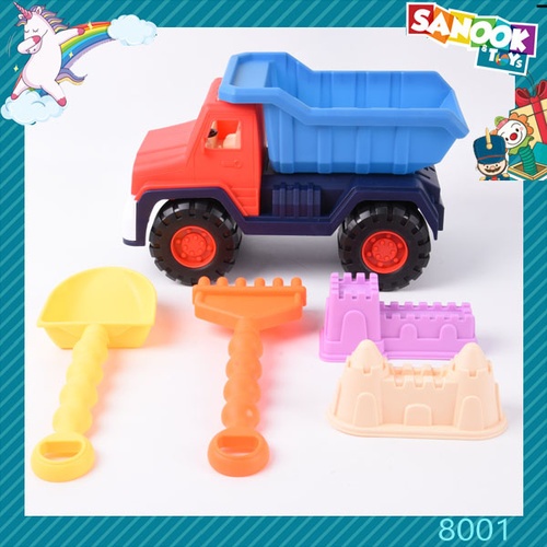TOYS ของเล่นชุดรถบรรทุกทรายพร้อมอุปกรณ์ 5ชิ้น#8001 ขนาด 33x18x21 ซม.