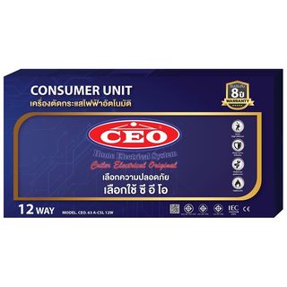 CEO เครื่องตัดไฟฟ้าอัตโนมัติ 12 ช่อง 63A กันดูด