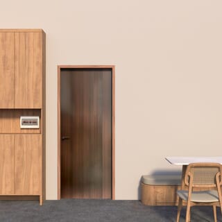 HOLZTUR ประตูปิดผิวเมลามีนเซาะร่อง M2502-1 ขนาด 80x200ซม. สี Dark Brown