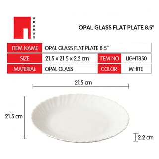 ADAMAS จานโอปอล 8.5” LIGHT850 สีขาว