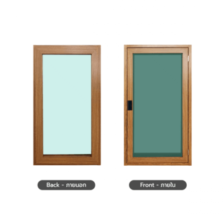 WELLINGTAN หน้าต่างอลูมิเนียมบานเปิด N-ACG0611 60x110CM สีไม้ พร้อมมุ้ง