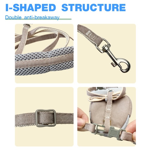 DUDUPETS สายจูงสัตว์เลี้ยง รุ่นS03-Mขนาด9.5X10X120ซม.สีกากี