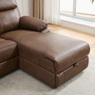 PULITO โซฟาหนัง 3 ที่นั่ง รุ่น KONRAD ขนาด 197x168.5x100 ซม. สีน้ำตาล (1/2)