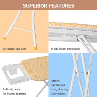 SAKU โต๊ะรีดผ้าแบบยืนรีด 4 ระดับ ธรรมดา รุ่น L1548HZ1-19 ขนาด 38x122x91ซม. สีเหลือง