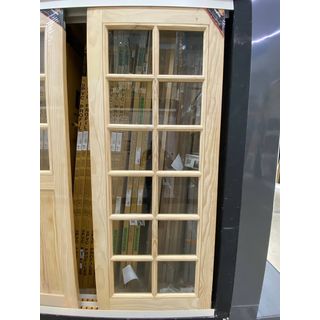 HOLZTUR ประตูไม้สน ทำช่องพร้อมกระจก PW-G22-2A 80x200ซม.