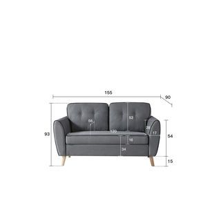 PULITO โซฟาผ้า 2 ที่นั่ง รุ่น BANIKA ขนาด 87x145x89 ซม. สีเทา 
