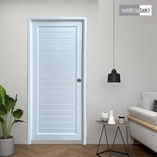 WELLINGTAN ประตู UPVC พร้อมวงกบบานพับ WK-UPL01 70x200ซม. สีขาว (ไม่เจาะลูกบิด)