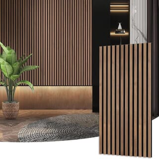 GREAT WOOD แผ่นระแนงอะคูสติก PVC รุ่นJF401-XG-2 ขนาด 300x18x2400mm.สีWalnut Brown
