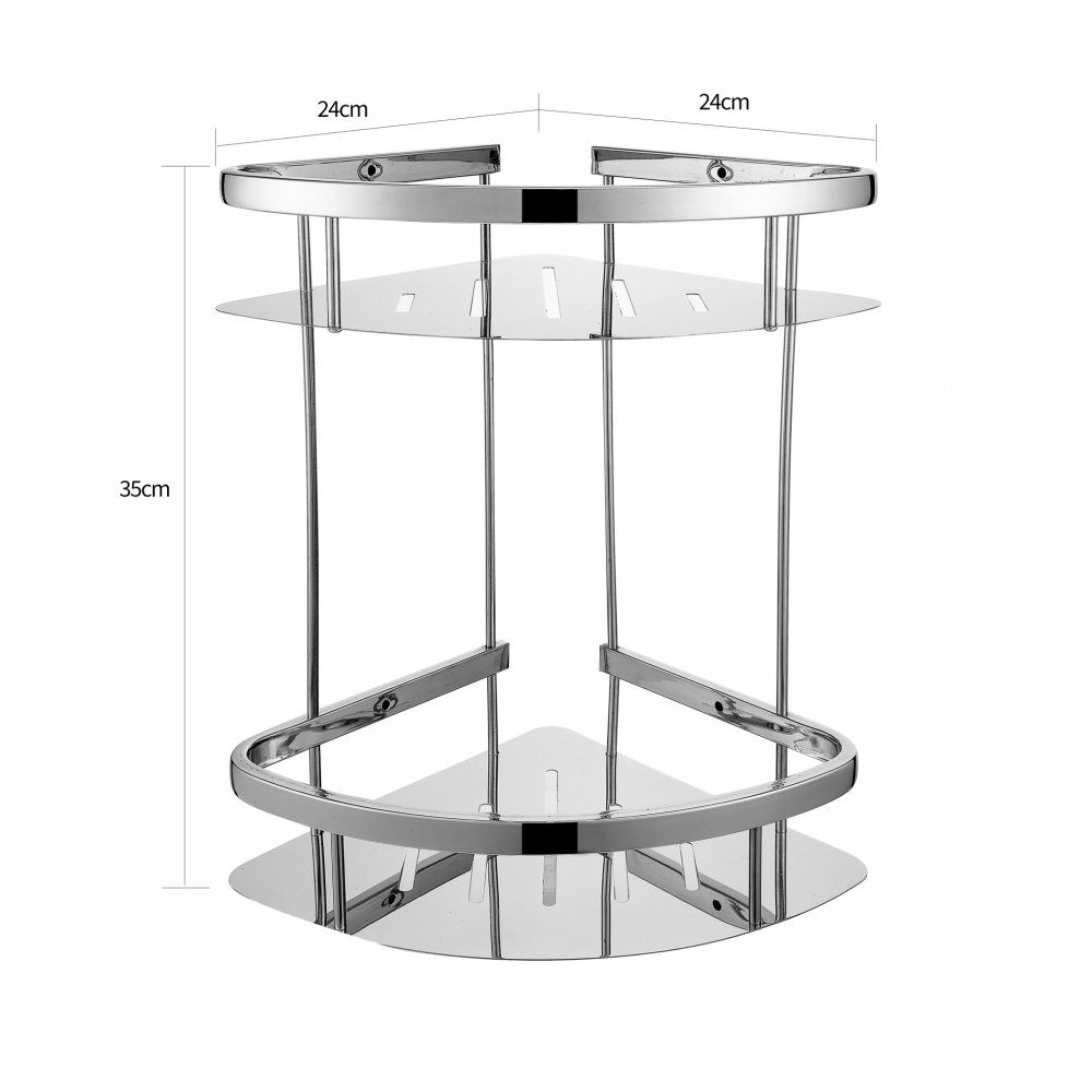 Iris ชั้นวางของอเนกประสงค์สแตนเลส304เข้ามุม 2 ชั้น รุ่น  PQS-MC-4