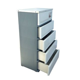 UP ตู้ลิ้นชักพลาสติกมีท็อป 5 ชั้น รุ่น SUMO-WT ขนาด 42x63x112ซม. สีเทา-หินอ่อน