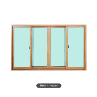 WELLINGTAN หน้าต่างอลูมิเนียมบานเลื่อน N-AWG1811-4P 180x110CM สีไม้ พร้อมมุ้ง