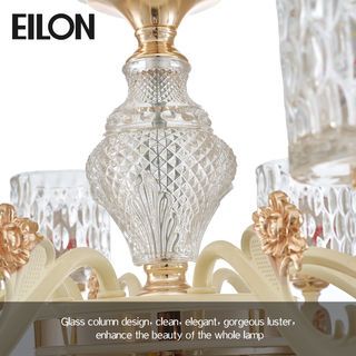 EILON โคมไฟแขวนคริสตัล 8 ช่อ 60W ขนาด D80*50cm รุุ่น MD8665/8 สีขาว